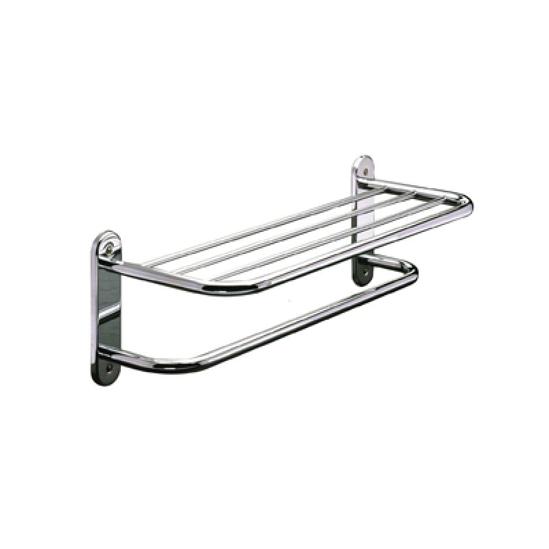 24" Towel Shelf with Bar / Exposed Screw Mount - Polished Chrome