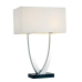 Double Table Lamp with USB Option – Silver Finish with Fabric Shade