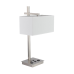 Brushed Nickel Desk Lamp with 2 Outlets & 1 USB Port