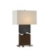 Brushed Nickel & Black Brown Single Table Lamp with Fabric Shade – E26 Socket, 26.75" Height