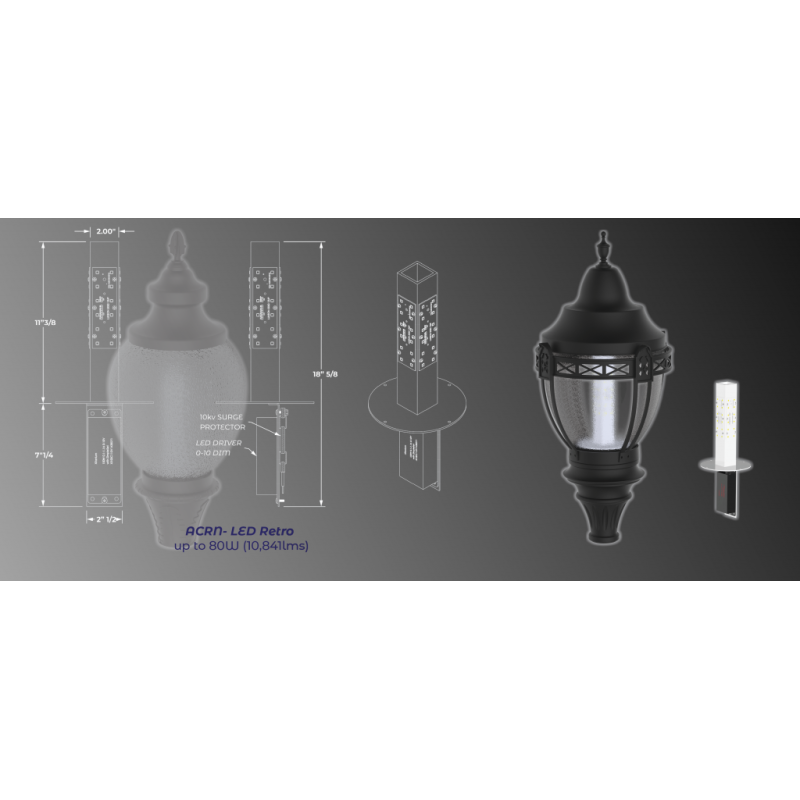 ACORN LED Retrofit Luminaire – ACRN-LRET HID Acorn Conversion LED Kit