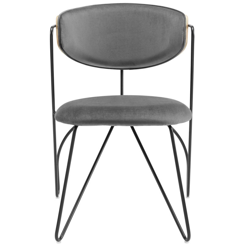 Prevail Black Frame Dining and Accent Performance Velvet Chair in Black Gray