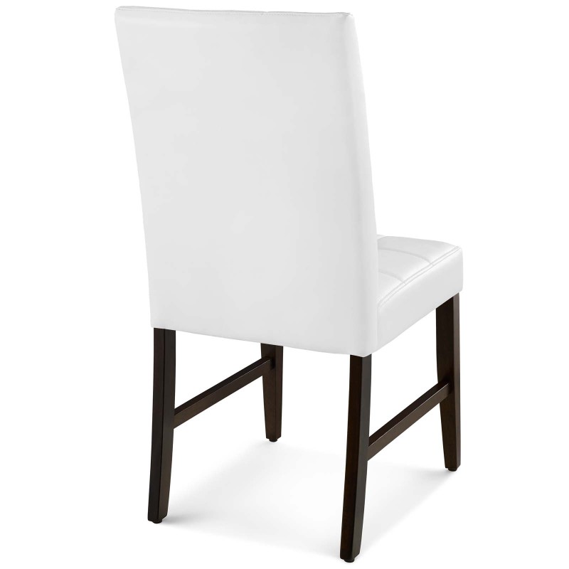 Promulgate Biscuit Tufted Upholstered Faux Leather Dining Side Chair Set of 2 in White