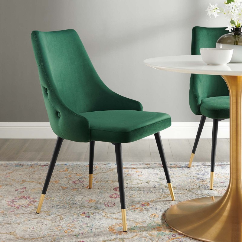 Adorn Tufted Performance Velvet Dining Side Chair in Green Adorn Tufted Performance Velvet Dining Side Chair in Green