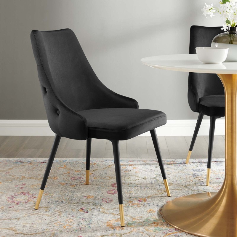 Adorn Tufted Performance Velvet Dining Side Chair in Black
