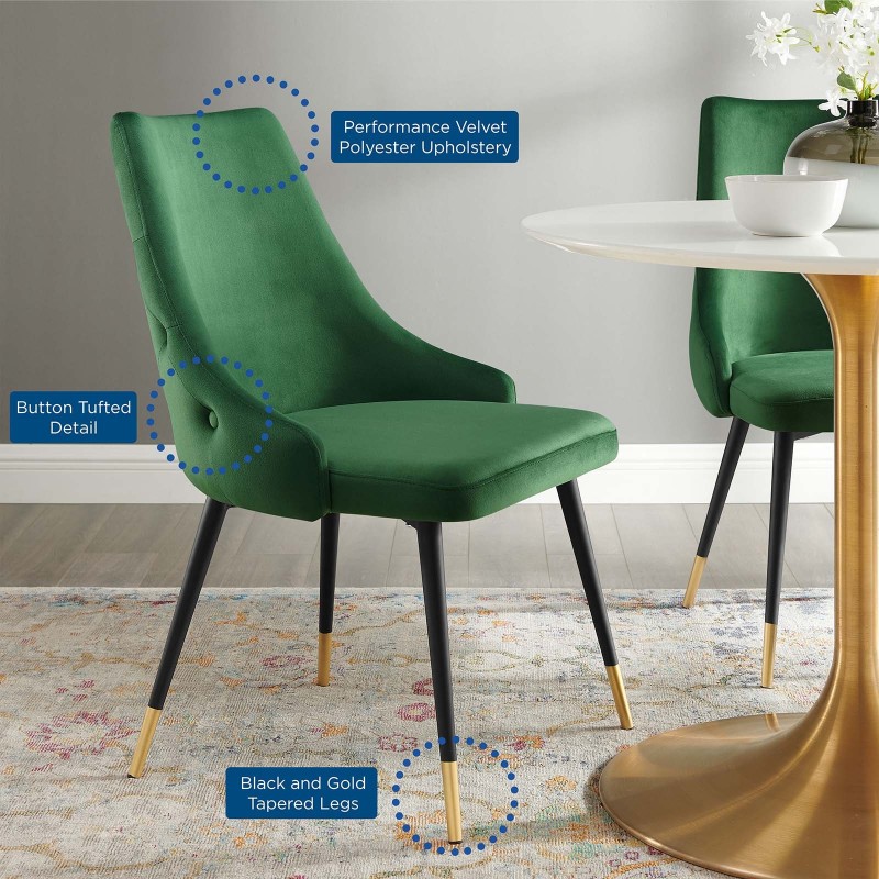 Adorn Tufted Performance Velvet Dining Side Chair in Emerald Adorn Tufted Performance Velvet Dining Side Chair in Emerald
