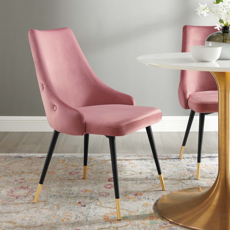Adorn Tufted Performance Velvet Dining Side Chair in Dusty Rose