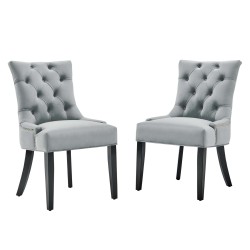 Regent Tufted Performance Velvet Dining Side Chairs - Set of 2 in Light Gray