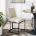 Amplify Sled Base Upholstered Fabric Dining Side Chair in Black Beige