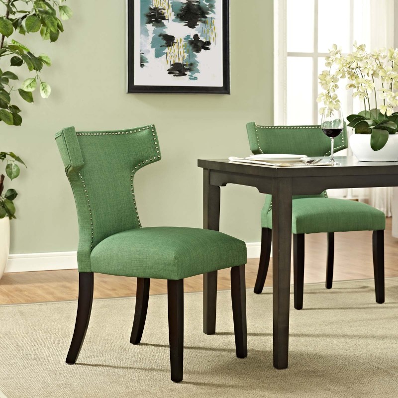 Curve Fabric Dining Chair in Kelly Green