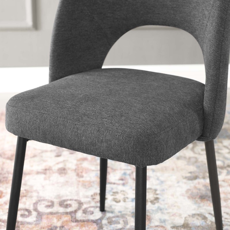 Rouse Upholstered Fabric Dining Side Chair in Black Charcoal