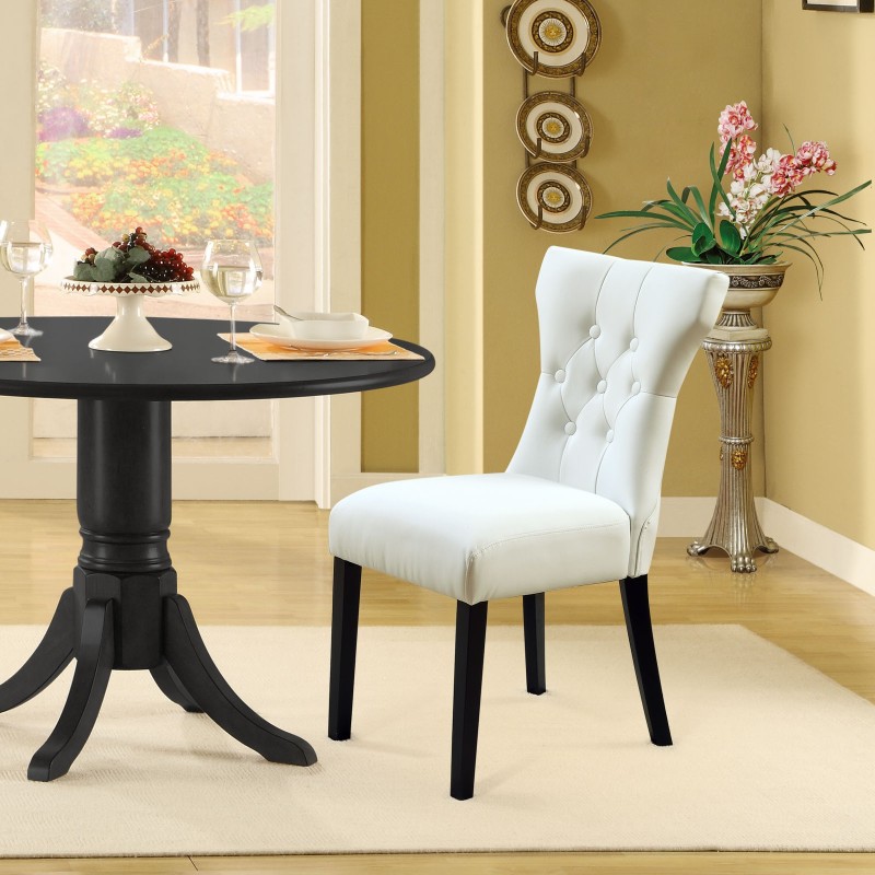 Silhouette Dining Vinyl Side Chair in White