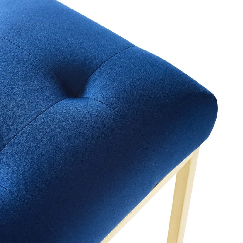 Privy Gold Stainless Steel Performance Velvet Dining Chair in Gold Navy