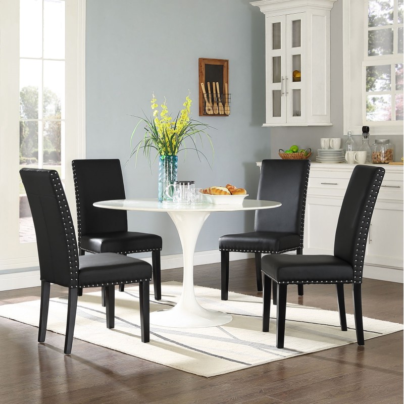 Parcel Dining Faux Leather Side Chair in Black