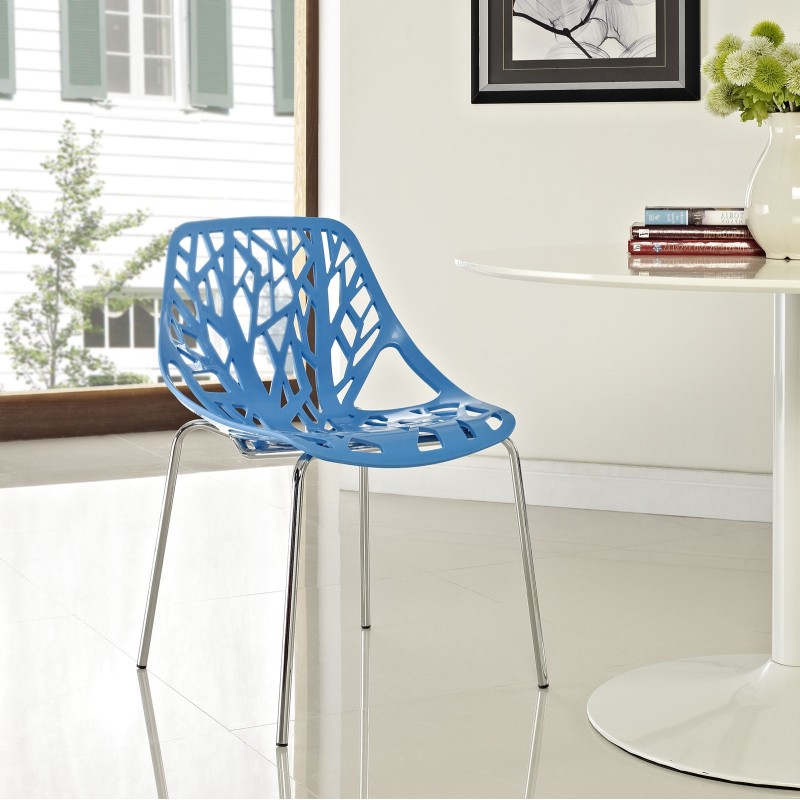 Stencil Dining Side Chair in Blue