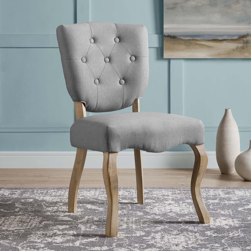 Array Vintage French Upholstered Dining Side Chair in Light Gray