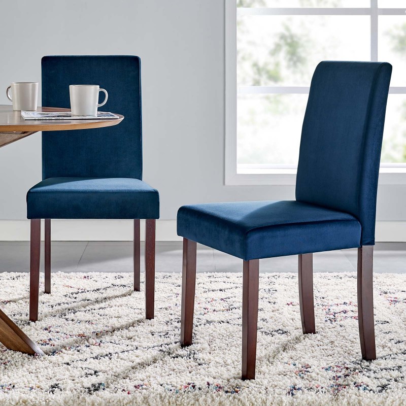 Prosper Upholstered Velvet Dining Side Chair Set of 2 in Navy