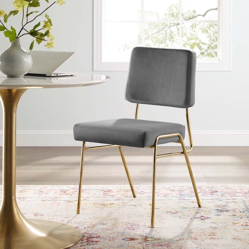 Craft Performance Velvet Dining Side Chair in Gold Gray