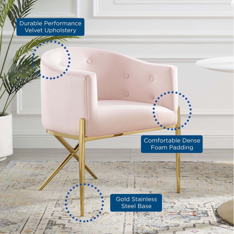 Savour Tufted Performance Velvet Accent Dining Armchair in Pink