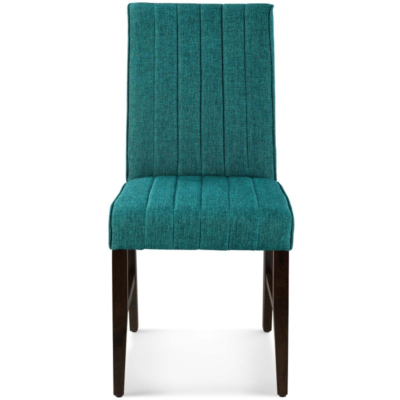 Motivate Channel Tufted Upholstered Fabric Dining Chair Set of 2 in Teal