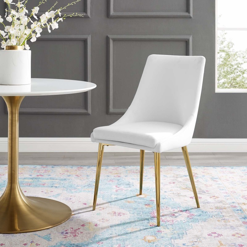 Viscount Modern Accent Performance Velvet Dining Chair in White