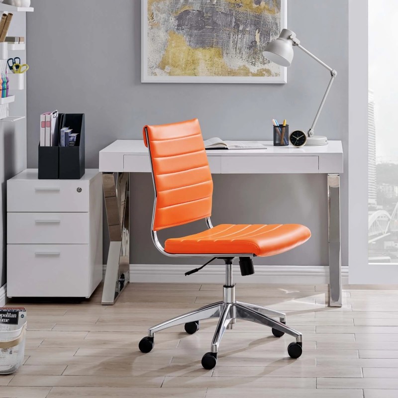 Armless Mid Back Office Chair in Orange
