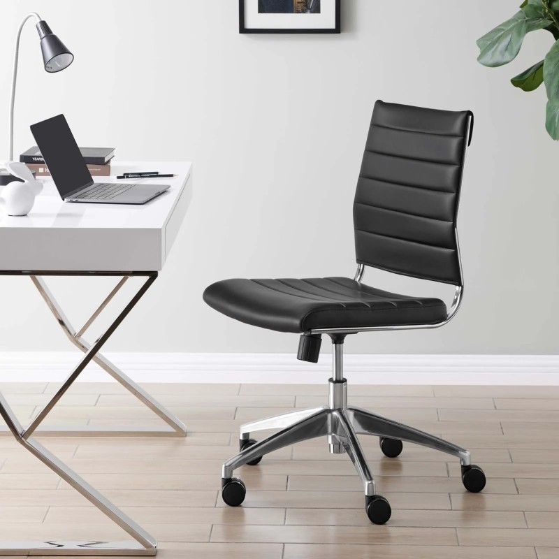 Armless Mid Back Office Chair in Black