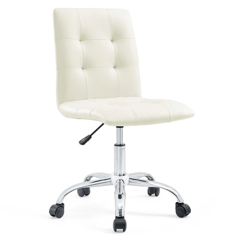 Armless Mid Back Office Chair in White