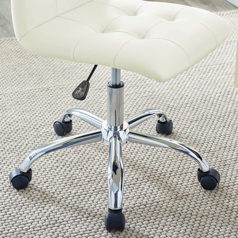 Armless Mid Back Office Chair in White