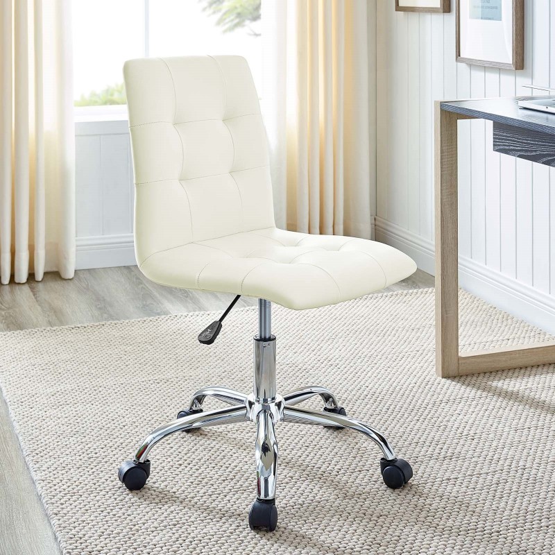 Armless Mid Back Office Chair in White