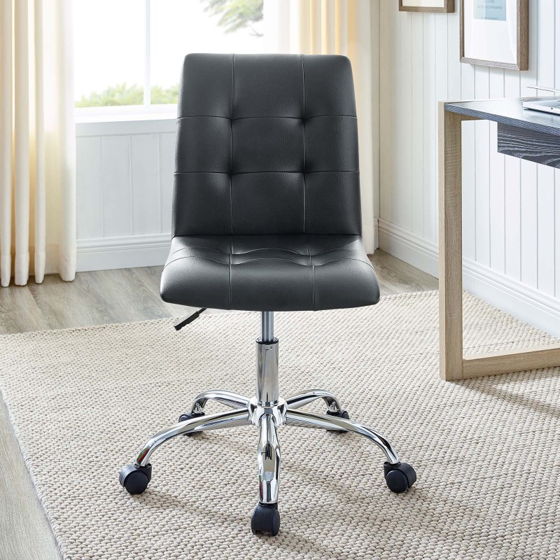 Armless Mid Back Office Chair in Black