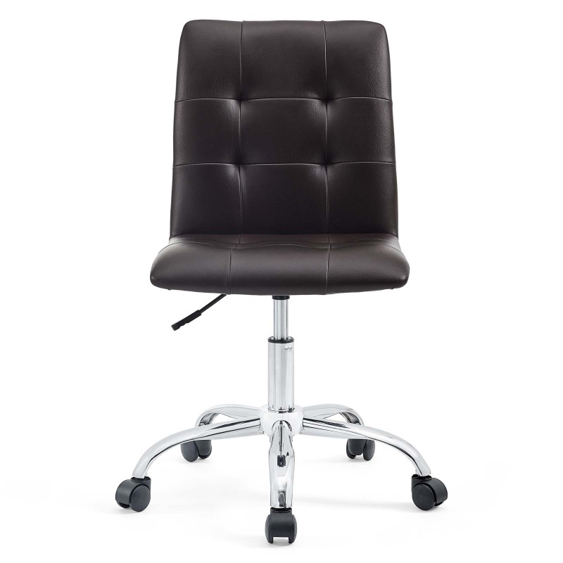 Armless Mid Back Office Chair in Brown