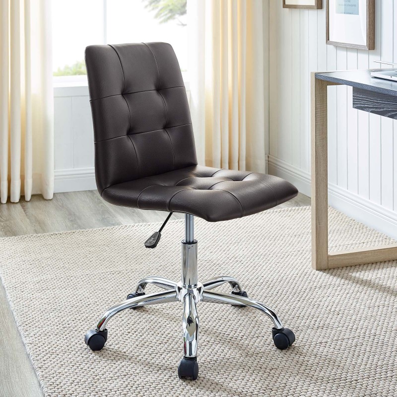Armless Mid Back Office Chair in Brown