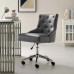 Regent Tufted Button Swivel Faux Leather Office Chair in Gray