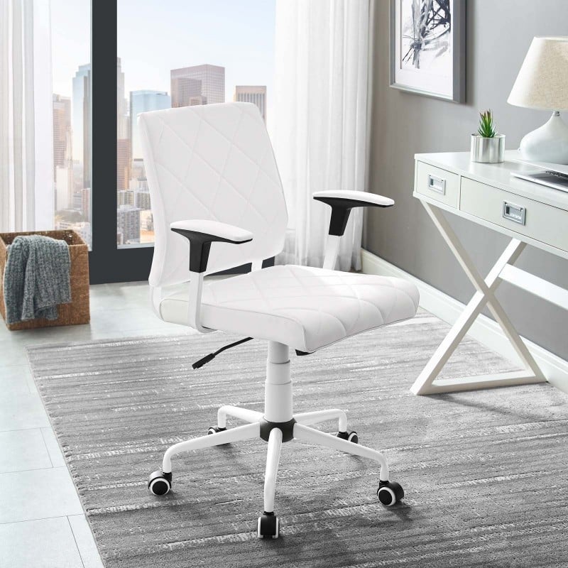 Lattice Vinyl Office Chair in White