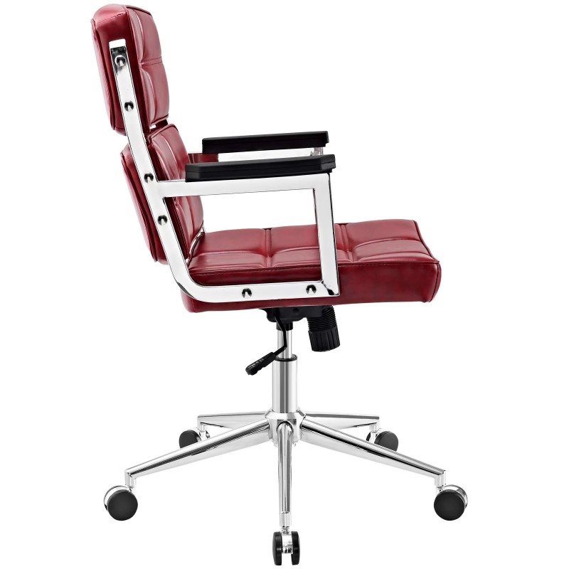 Highback Upholstered Vinyl Office Chair in Red