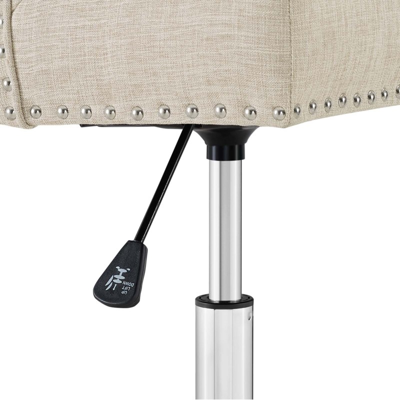 Tufted Button Swivel Upholstered Fabric Office Chair in Beige