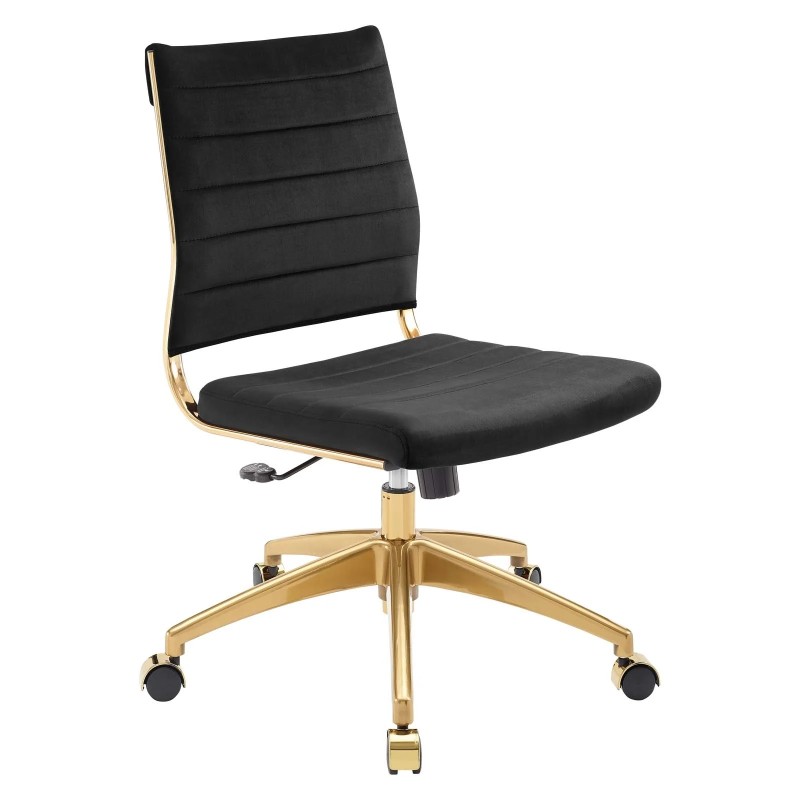 Armless Mid Back Performance Velvet Office Chair in Black