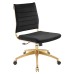 Armless Mid Back Performance Velvet Office Chair in Black