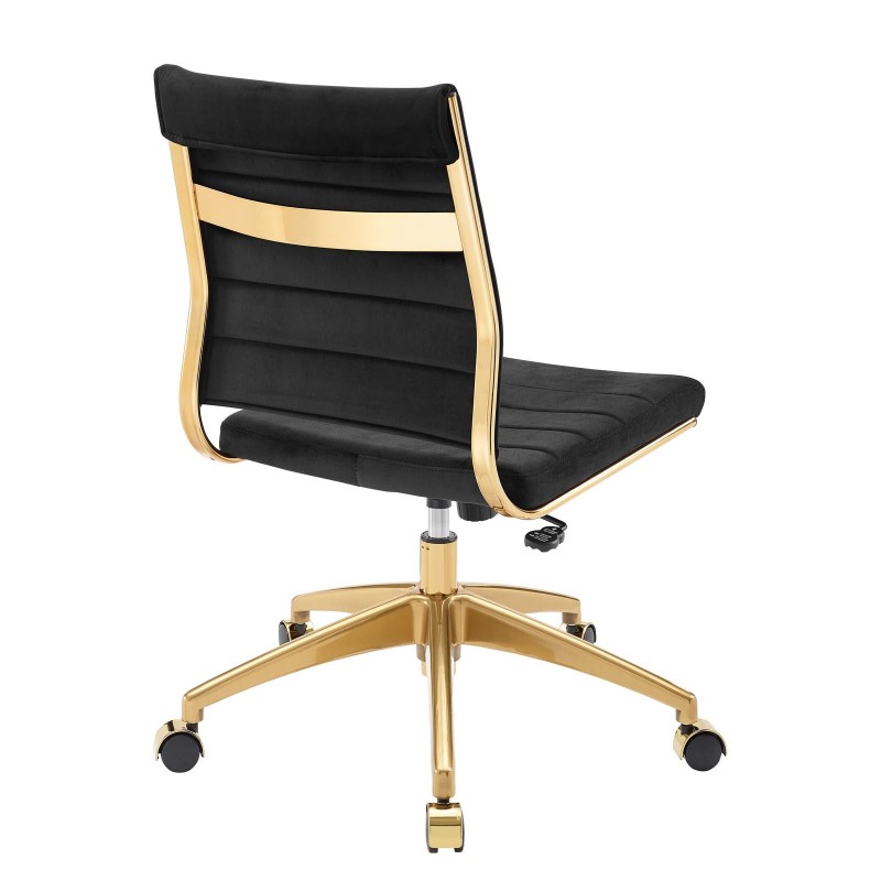 Armless Mid Back Performance Velvet Office Chair in Black