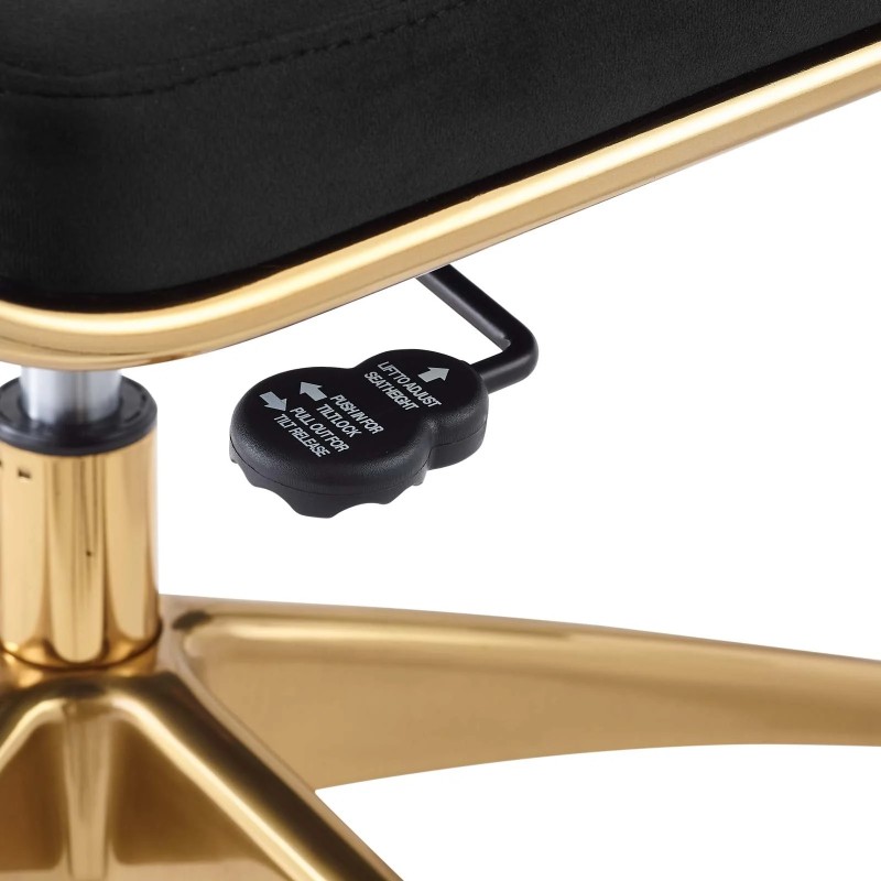 Armless Mid Back Performance Velvet Office Chair in Black