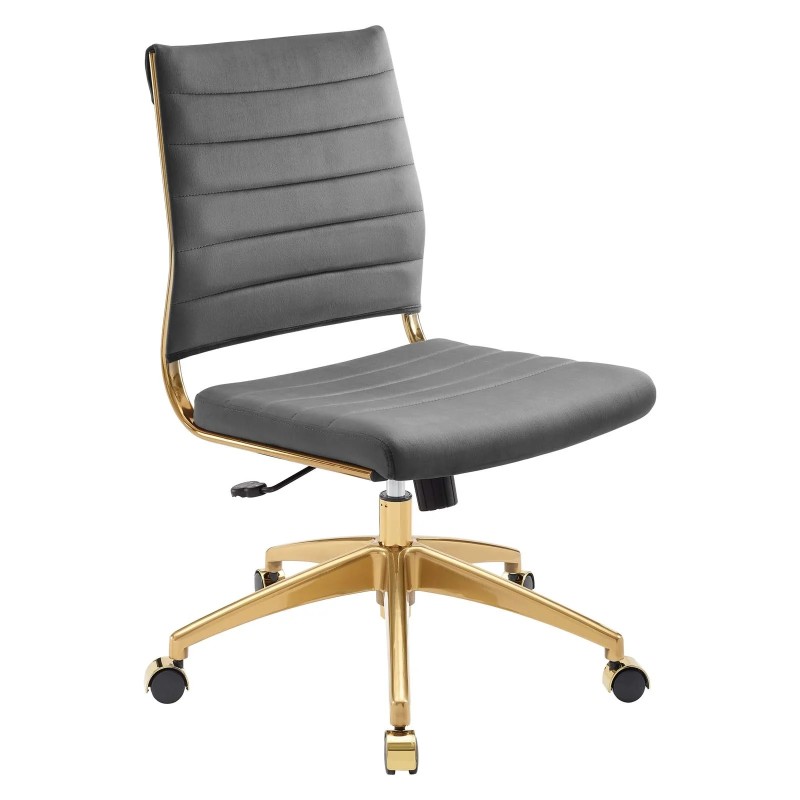 Armless Mid Back Performance Velvet Office Chair in Gray