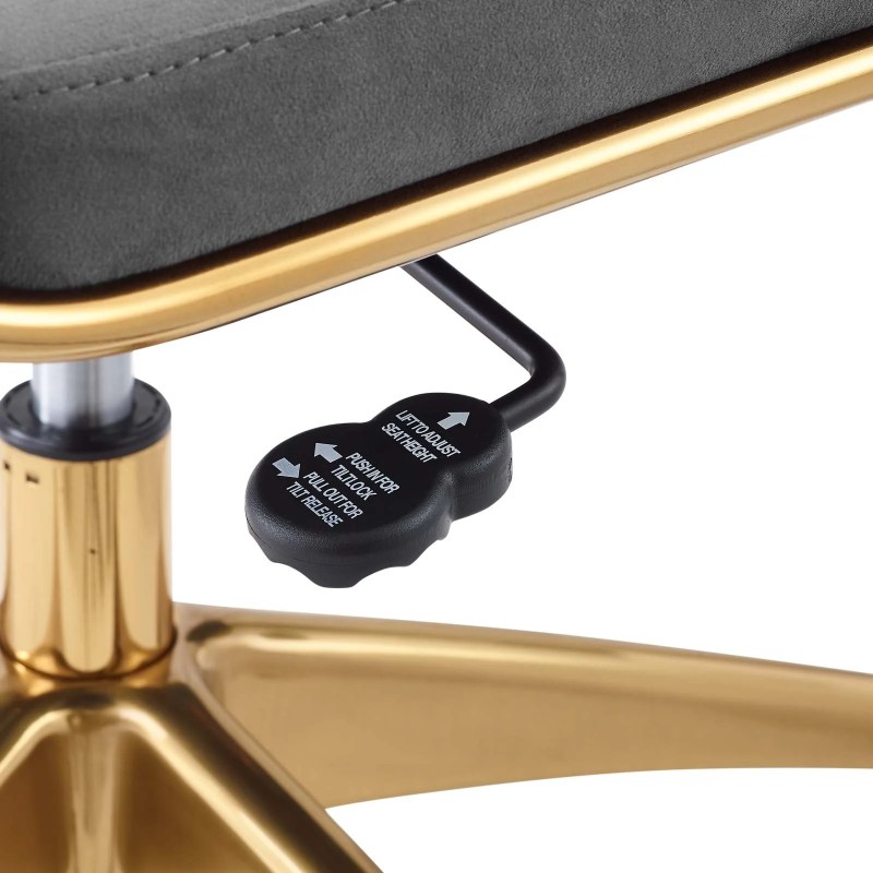 Armless Mid Back Performance Velvet Office Chair in Gray