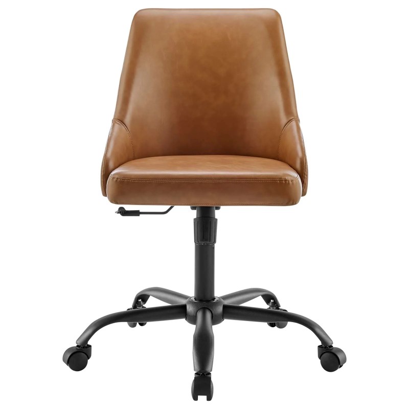 Designate Swivel Vegan Leather Office Chair in Black Tan