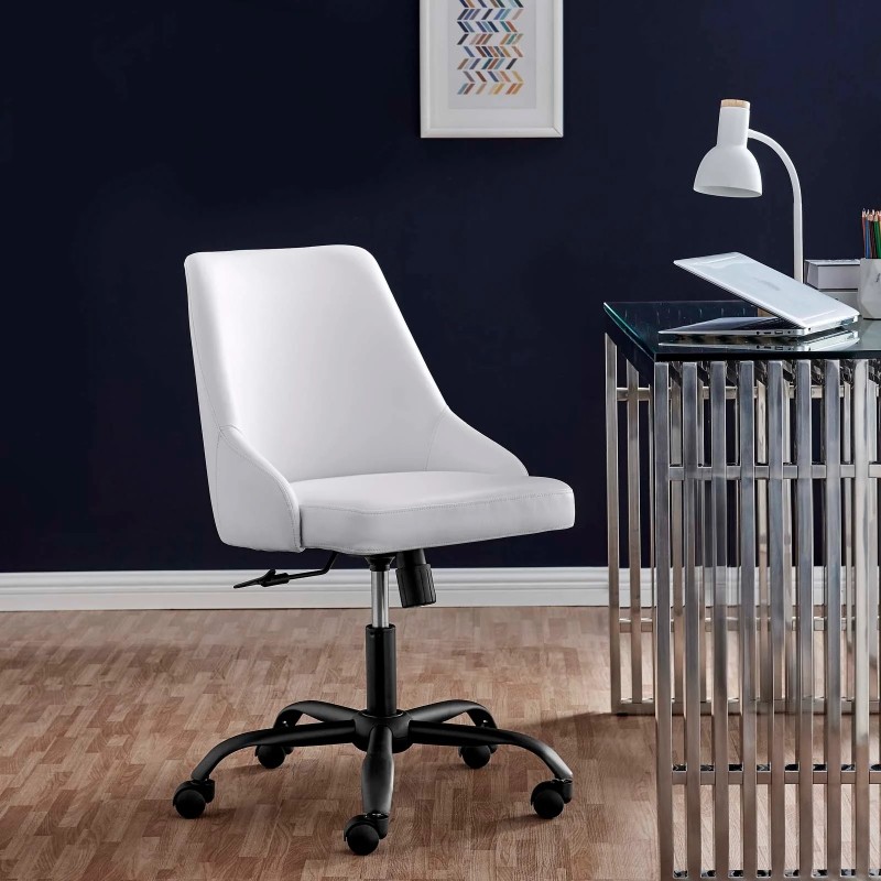 Designate Swivel Vegan Leather Office Chair in Black White