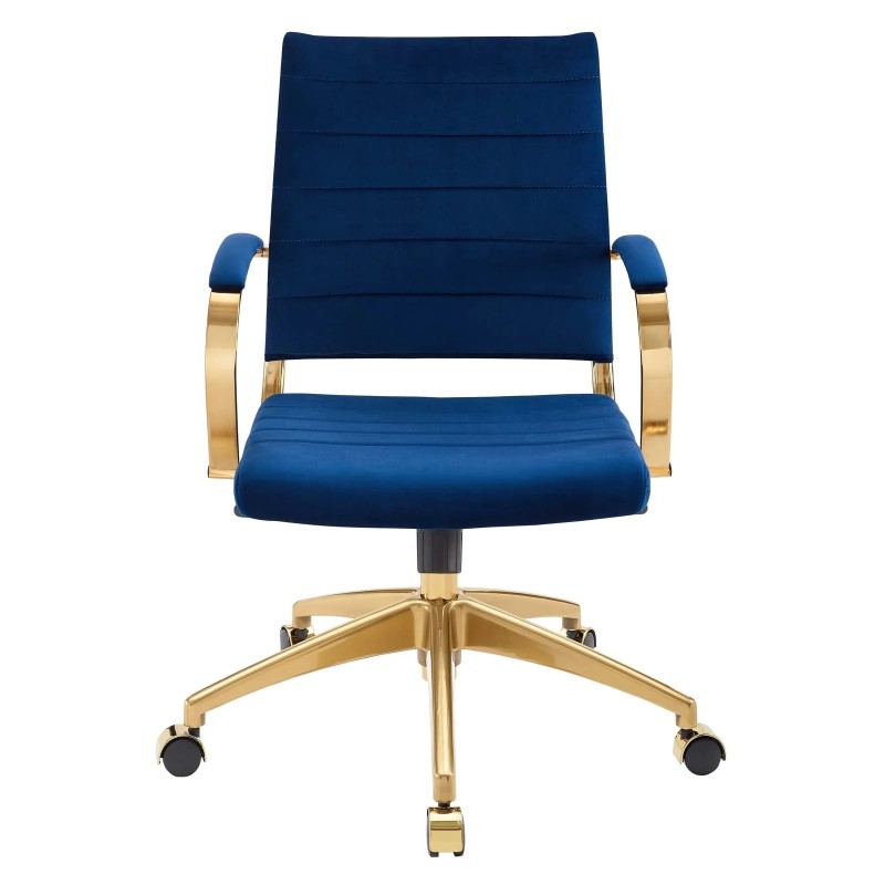 Mid Back Performance Velvet Office Chair in Navy