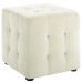 Contour Tufted Cube Performance Velvet Ottoman in Ivory