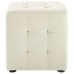 Contour Tufted Cube Performance Velvet Ottoman in Ivory