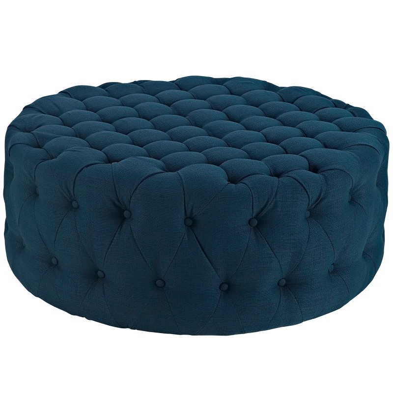 Amour Upholstered Fabric Ottoman in Azure