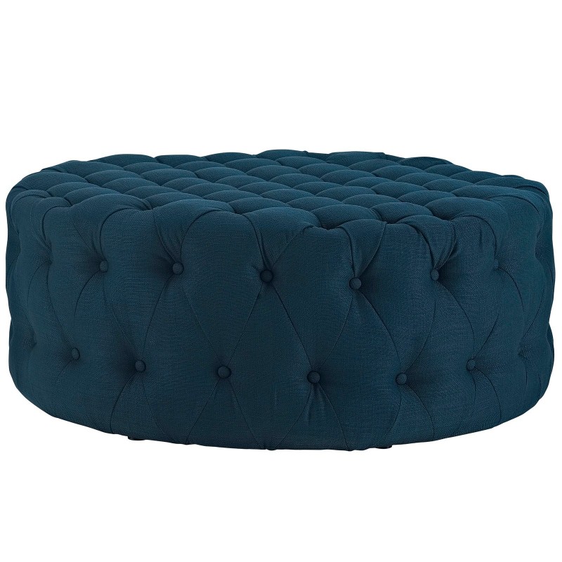 Amour Upholstered Fabric Ottoman in Azure